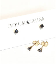 Load image into Gallery viewer, Black 14K GF Swarovski black onyx stud earrings