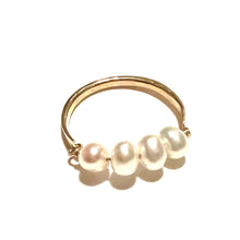 Load image into Gallery viewer, Four Pearl ring 14K gold filled Ring (or sterling silver ring)