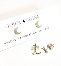 Load image into Gallery viewer, 14K GF Mini Moon stud earrings