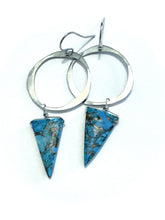Load image into Gallery viewer, Turquoise Triangle Hoop earrings