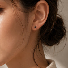 Load image into Gallery viewer, Black 14K GF Swarovski black onyx stud earrings