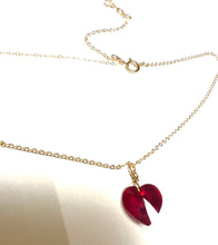 Load image into Gallery viewer, Red Heart swarovski drop necklace