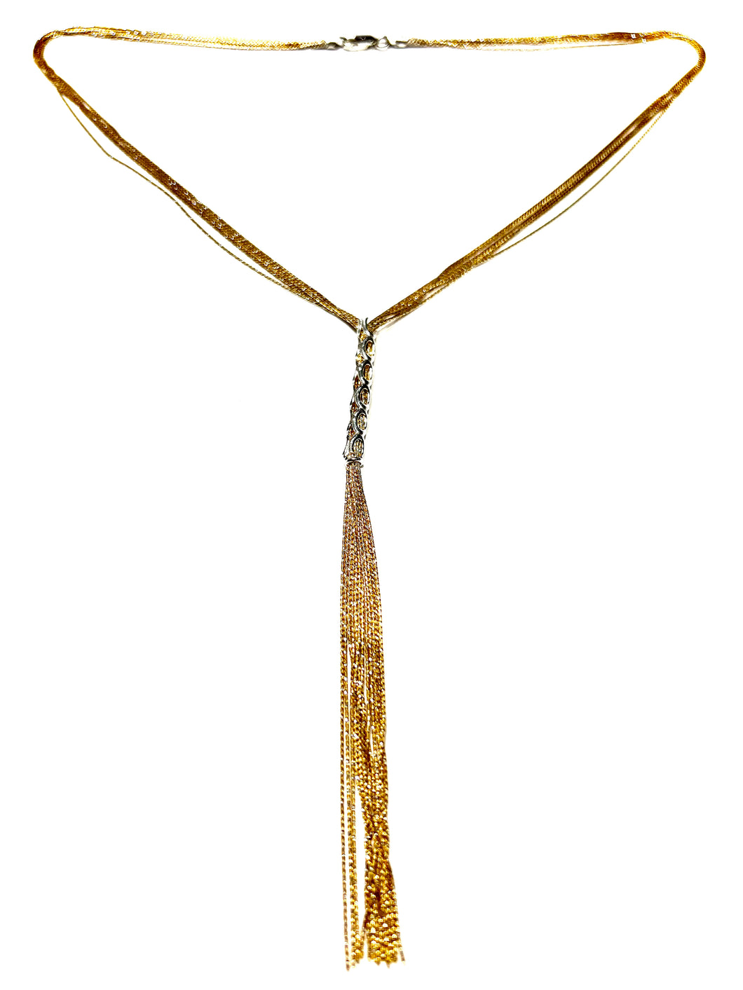 Silver gold Lariat Necklace