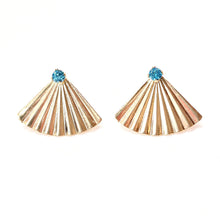 Load image into Gallery viewer, Gold Filled Ear_jacket_ with Aquamarine Swarovski stud earrings