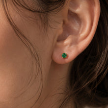 Load image into Gallery viewer, 14K GF Swarovski emerald green stud earrings