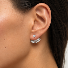 Load image into Gallery viewer, Sterling Silver Ear_jacket_ with Swarovski stud earrings