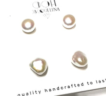 Load image into Gallery viewer, Genuine pearl stud earrings