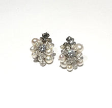 Load image into Gallery viewer, Shannon pearl and Diamond cluster stud earrings