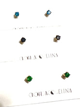 Load image into Gallery viewer, 14K GF Swarovski emerald green stud earrings