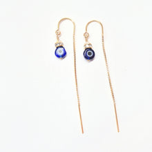 Load image into Gallery viewer, Evil Eye threader earrings