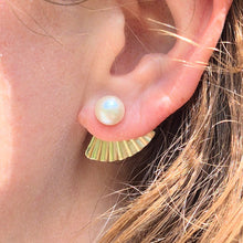 Load image into Gallery viewer, Keshi Pearl Secret Fan Ear Jacket stud earrings