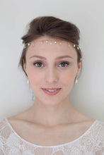 Load image into Gallery viewer, Boho bride head wreath, 3-in-1 multi-function gold and sparkle back necklace
