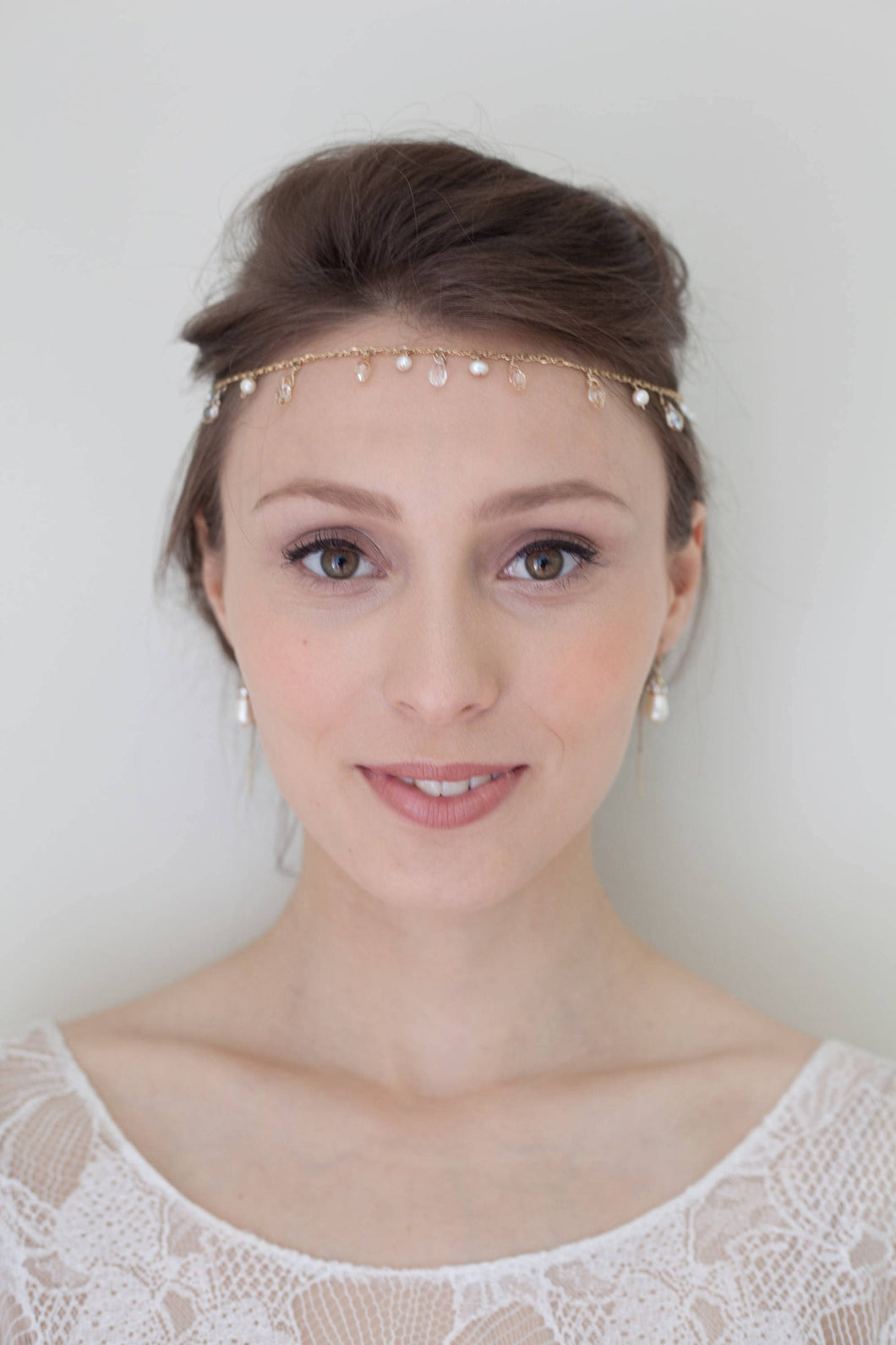 Boho bride head wreath, 3-in-1 multi-function gold and sparkle back necklace