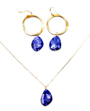 Load image into Gallery viewer, Large moonstone drop necklace (taupe, periwinkle, labradorite)