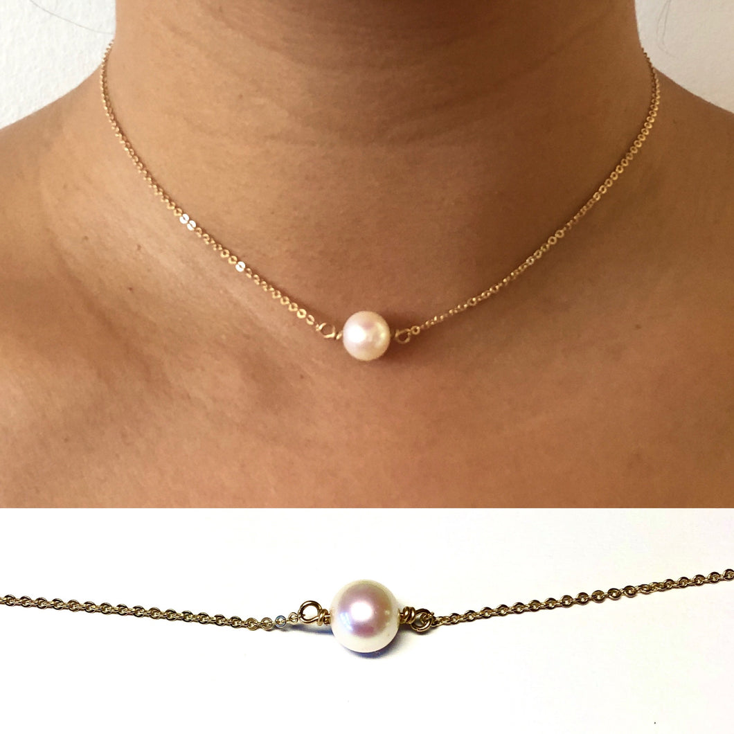 Single Pearl choker necklace