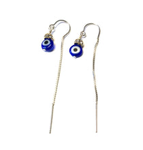 Load image into Gallery viewer, Evil Eye threader earrings