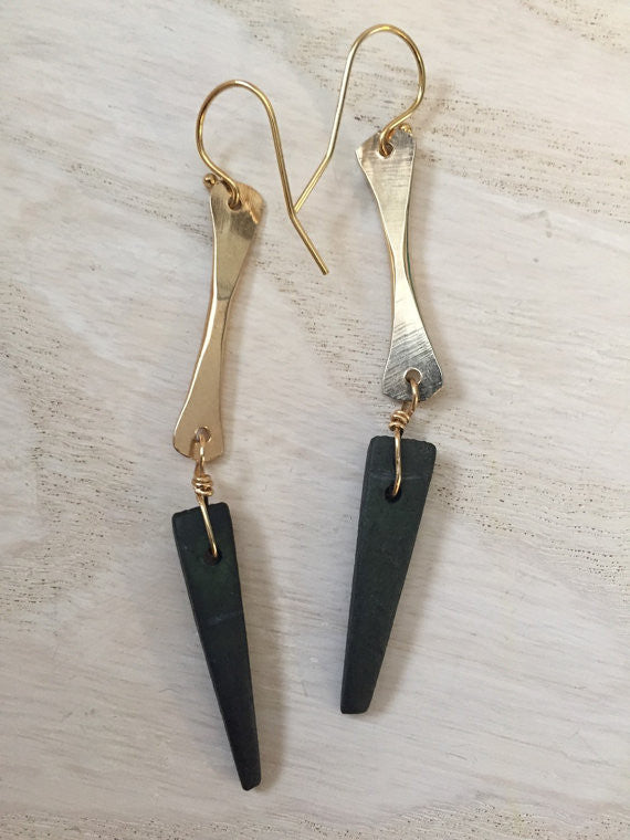 Black Wooden Spike earrings