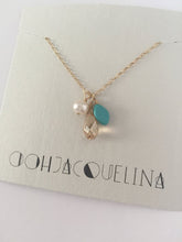Load image into Gallery viewer, Turquoise Pearl and Swarovski Bauble necklace