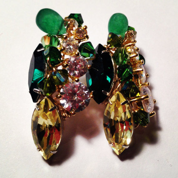 Dynasty Emerald cluster earrings