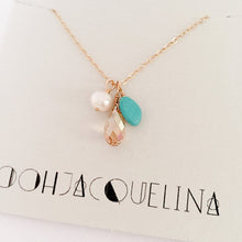 Load image into Gallery viewer, Turquoise Pearl and Swarovski Bauble necklace
