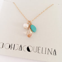 Load image into Gallery viewer, Turquoise Pearl and Swarovski Bauble necklace