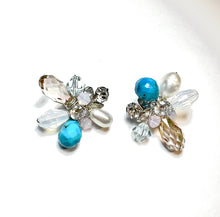 Load image into Gallery viewer, Turquoise Swarovski Flower earrings