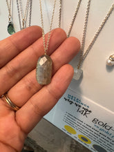 Load image into Gallery viewer, Large moonstone drop necklace (taupe, periwinkle, labradorite)