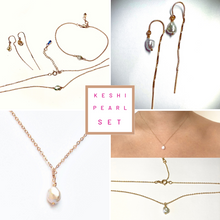 Load image into Gallery viewer, Set: Keshi pearl Necklace & Bracelet & Earring set