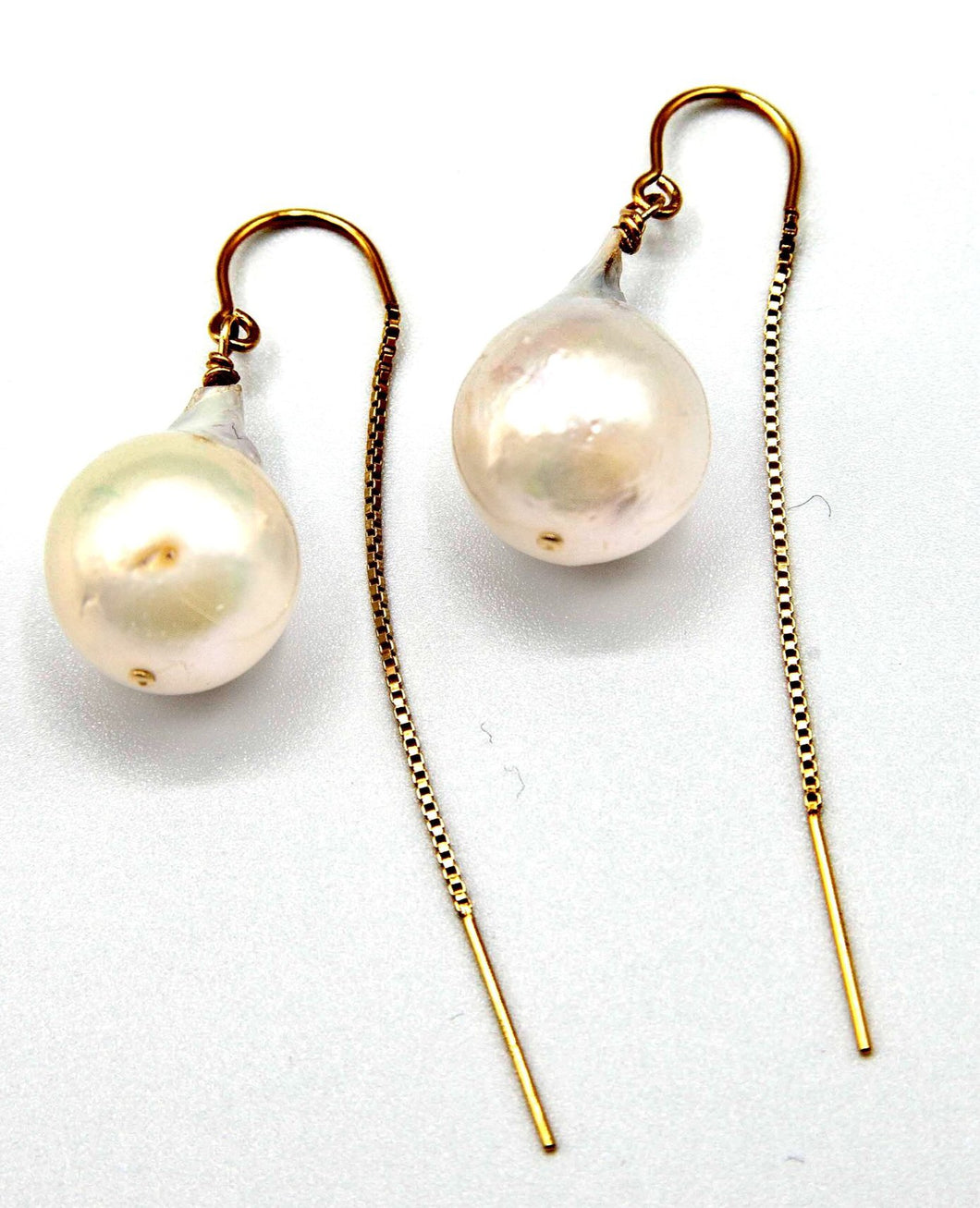 The Hope Baroque Pearl threader earrings
