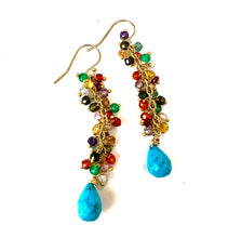 Load image into Gallery viewer, Turquoise Long Festival earrings