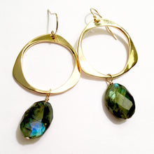 Load image into Gallery viewer, Labradorite Hoop earrings