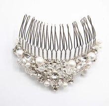 Load image into Gallery viewer, The Princess Bridal tiara hair comb (Silver Rhinestone and Pearl)