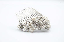 Load image into Gallery viewer, The Princess Bridal tiara hair comb (Silver Rhinestone and Pearl)