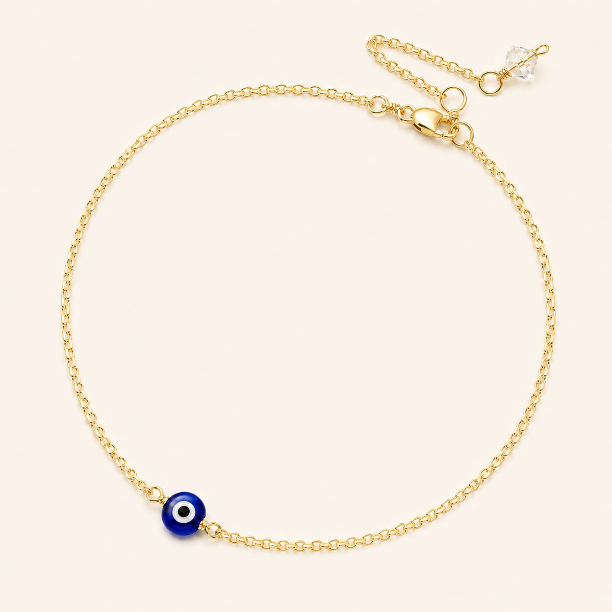 Evil eye gold filled anklet