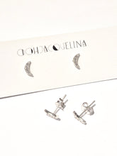 Load image into Gallery viewer, Sterling silver Moon rhinestone stud earrings

