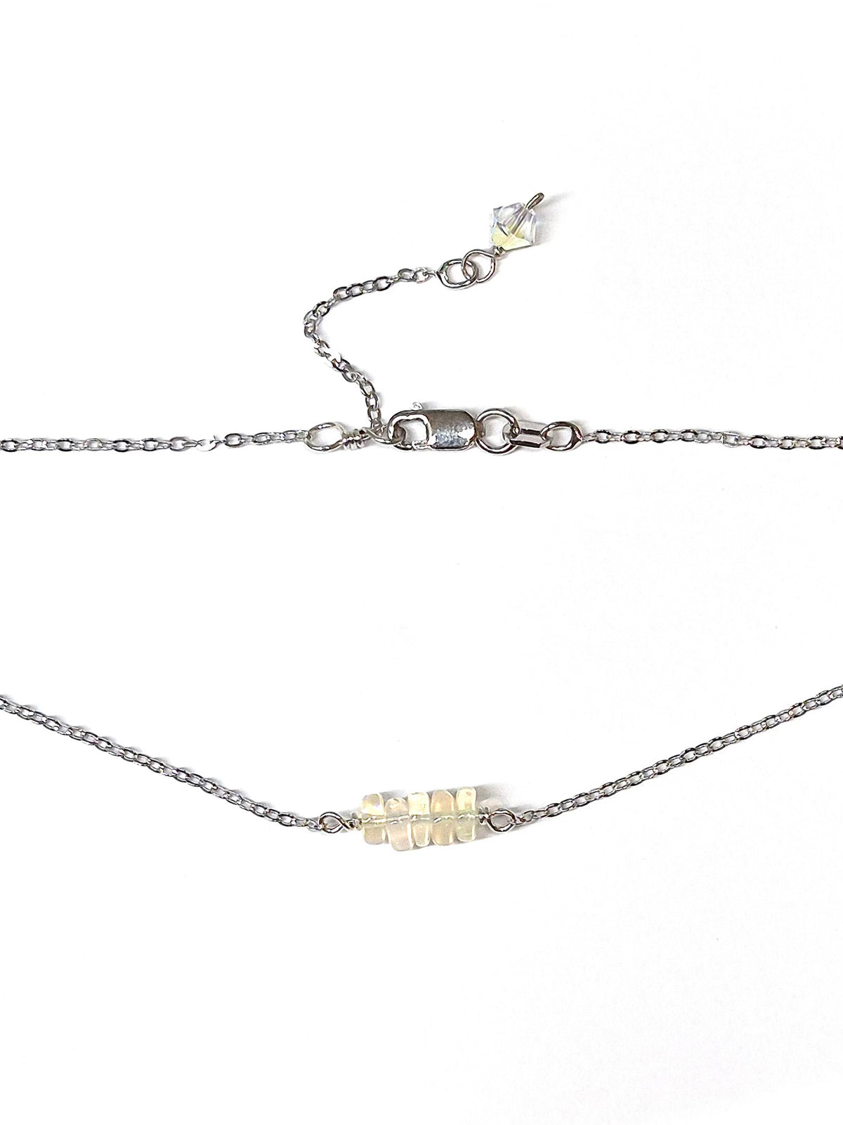 Ethiopian Opal in a Row Necklace with Swarovski Clasp