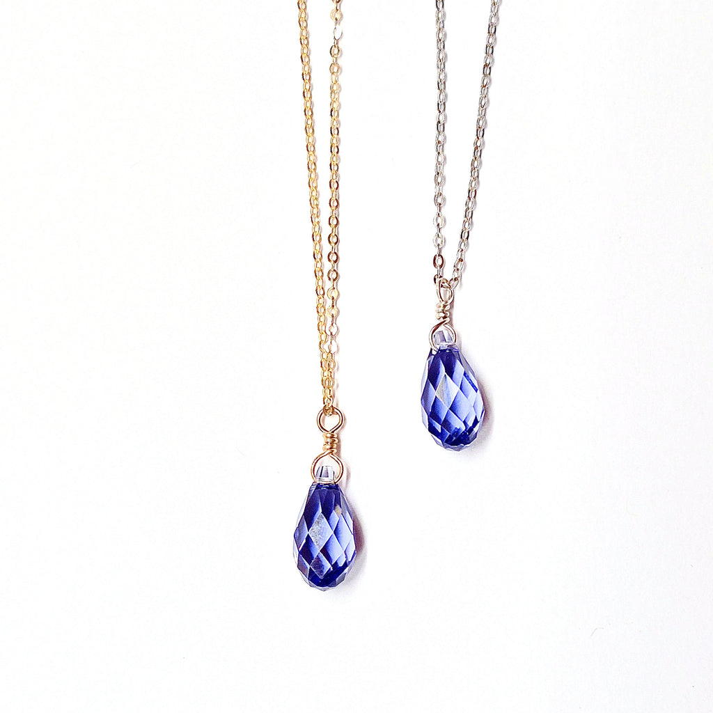 Swarovski Crystal Droplet Necklace: Many Colors Available