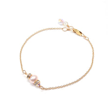 Load image into Gallery viewer, Single Round Pearl sparkle bracelet, Lindsay pearl and rhinestone crystal bracelet
