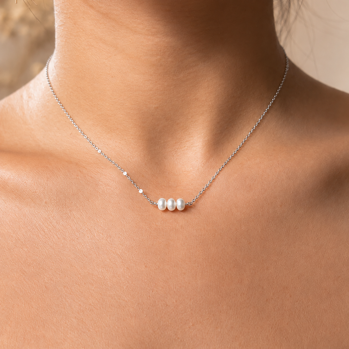 3 Pearl Necklace with Swarovski Clasp