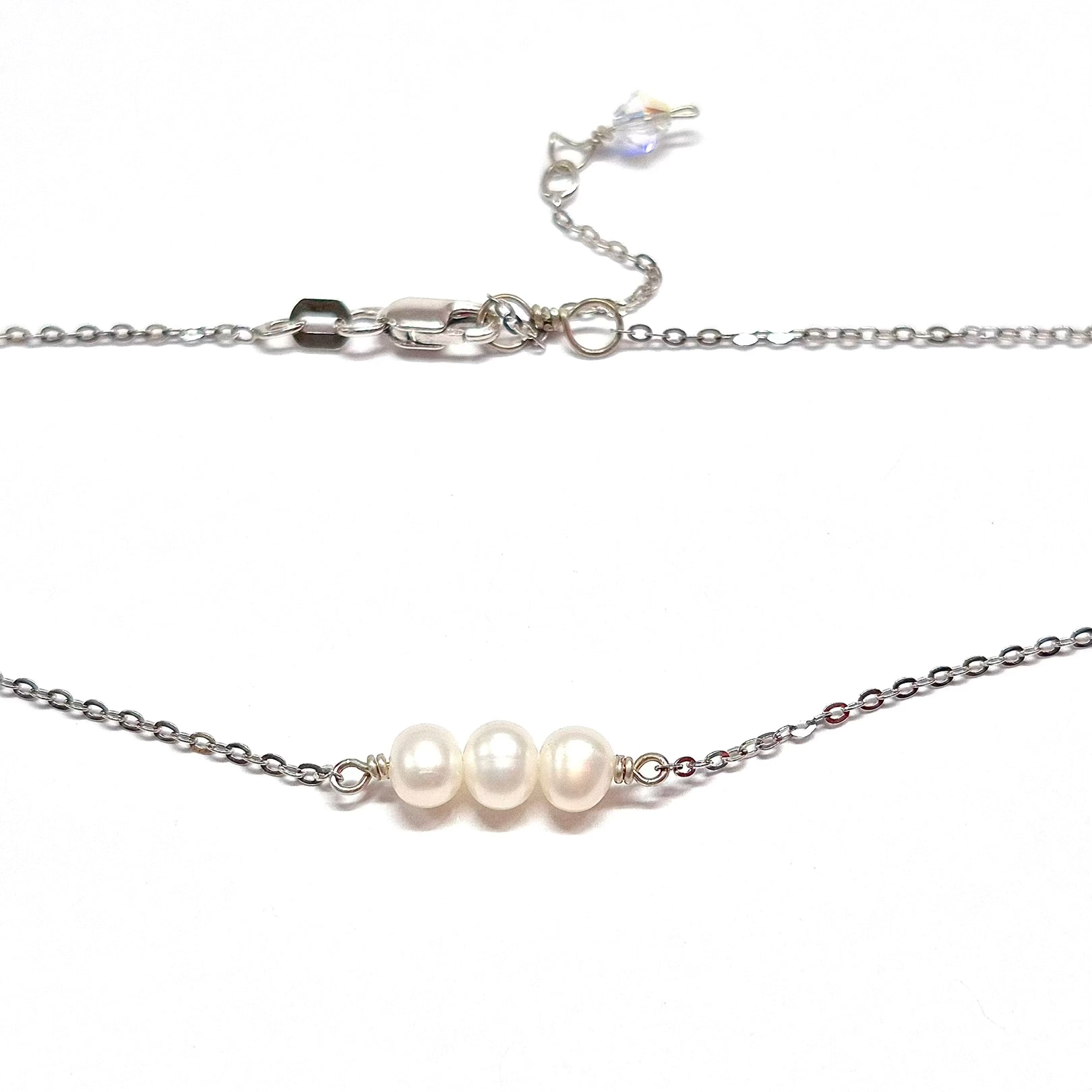 3 Pearl Necklace with Swarovski Clasp