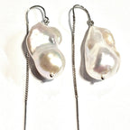 The Large Baroque Pearl Threader Earrings