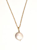 Coin Pearl Drop Figaro Necklace with Swarovski Clasp