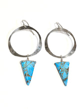 Load image into Gallery viewer, Turquoise Triangle Hoop earrings
