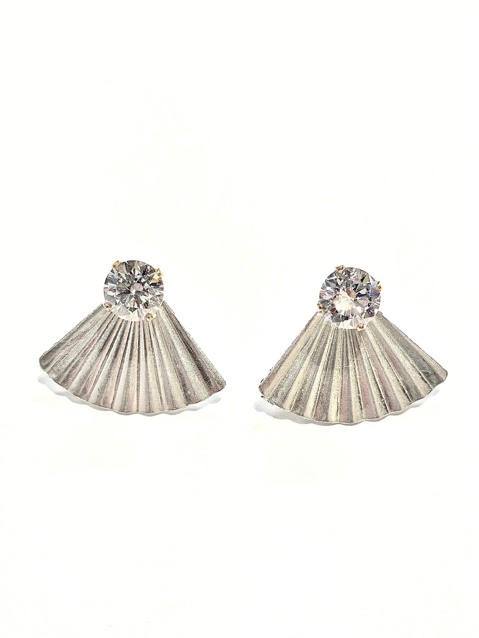 Fan Rhinestone Ear Jacket Earrings