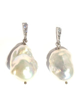 Load image into Gallery viewer, Baroque Pearl Rhinestone Encrusted Post earrings
