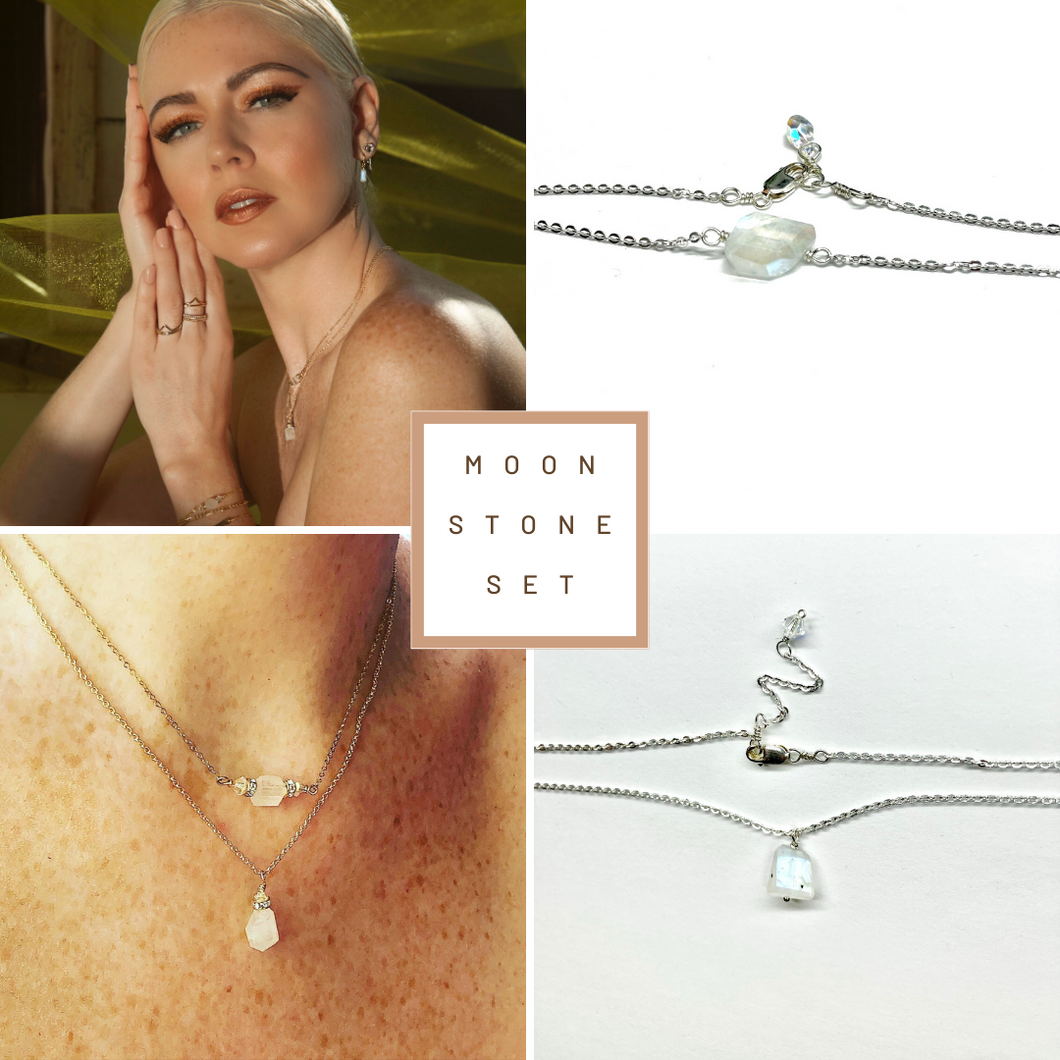 Set: Moonstone Necklace & Bracelet & Earring set