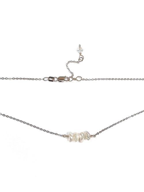 4 Keshi Pearls Necklace with Swarovski Clasp
