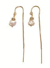 Load image into Gallery viewer, Keshi Pearl threader earrings
