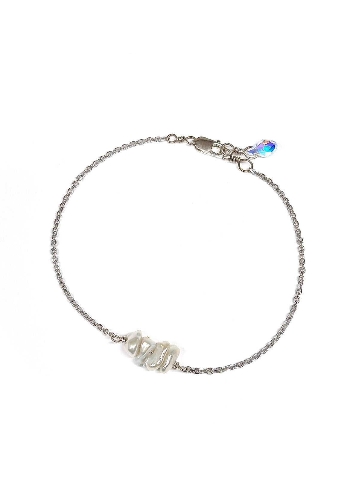 4 Keshi Pearls Bracelet with Swarovski Clasp