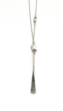 Load image into Gallery viewer, Long Pillar Necklace with pearl and Swarovski side detail
